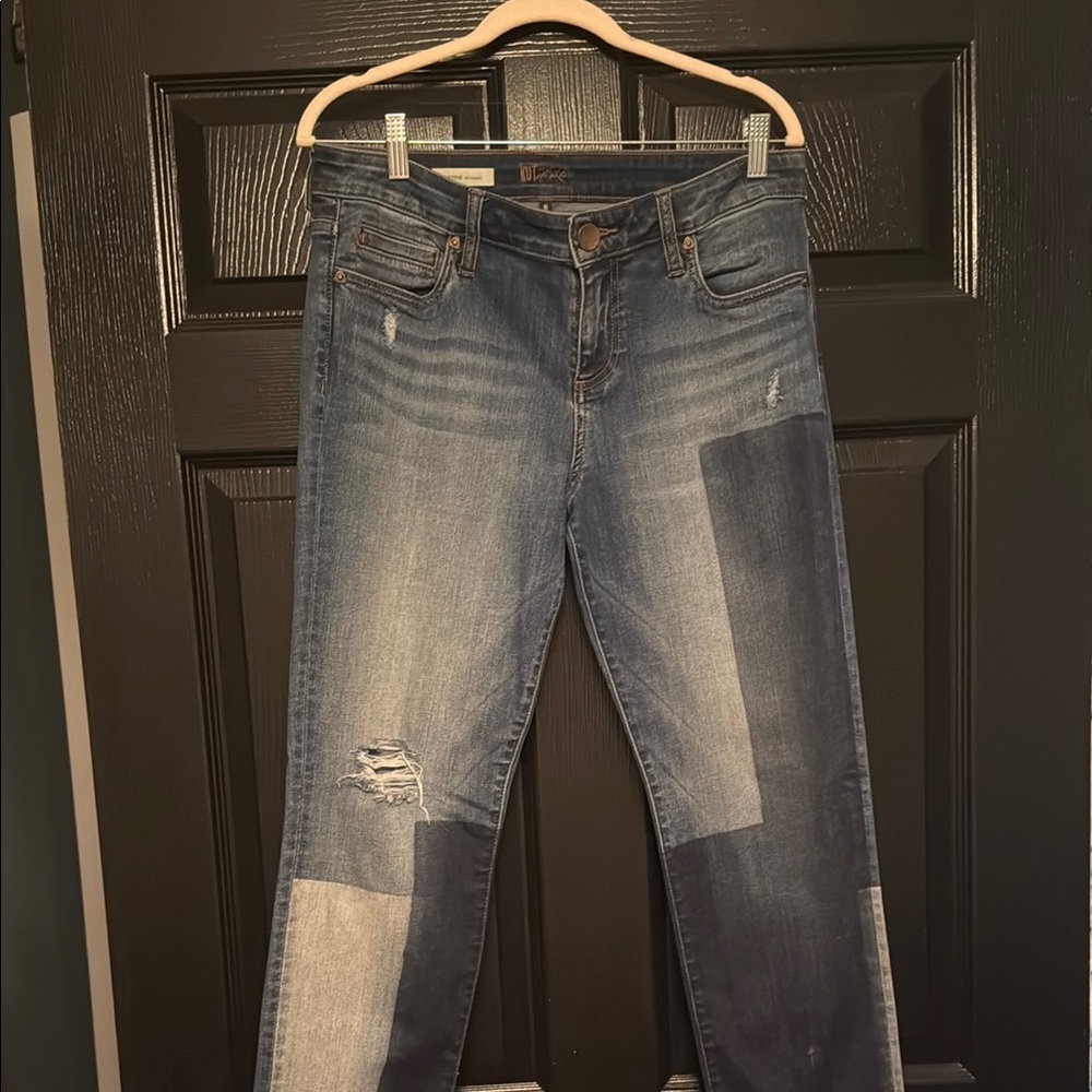 Kut from the Kloth Distressed Blue Straight Leg Jeans